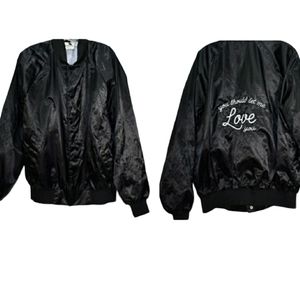 Women's Augusta Sprotswear Black Satin Baseball Jacket L